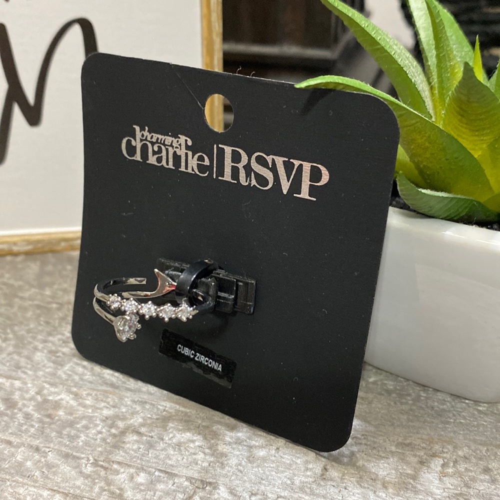 NWT Size 9 Charming Charlie RSVP Silver Tone CZ Ring!